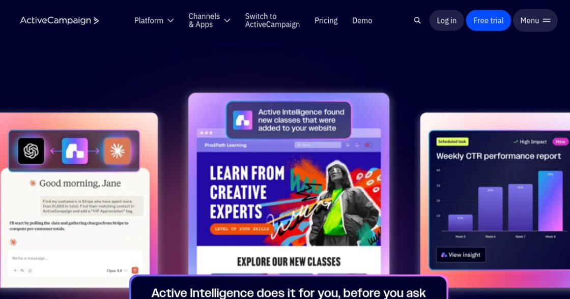 ActiveCampaign official website screenshot