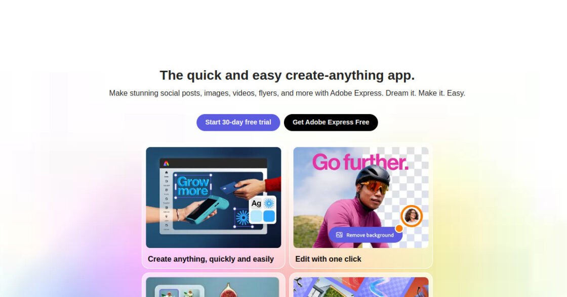Adobe Express official website screenshot