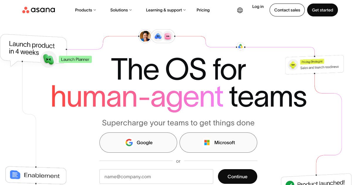 Asana official website screenshot
