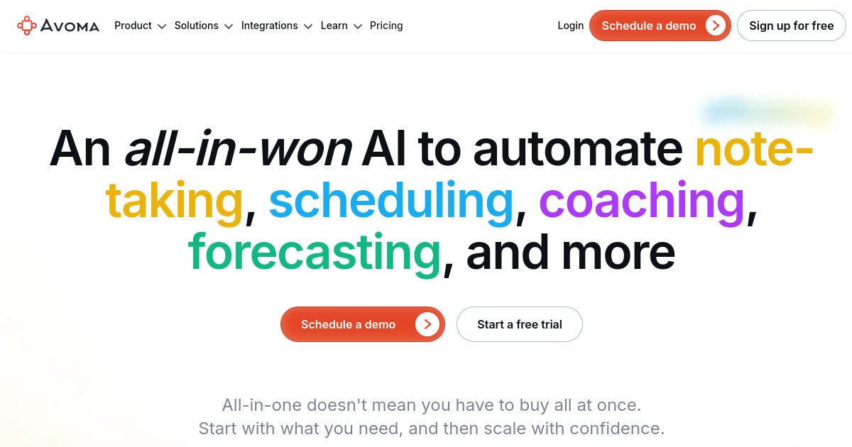 Avoma official website screenshot