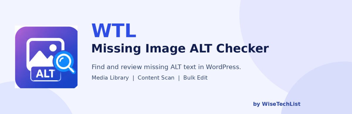 WTL Missing Image ALT Checker overview by WiseTechList