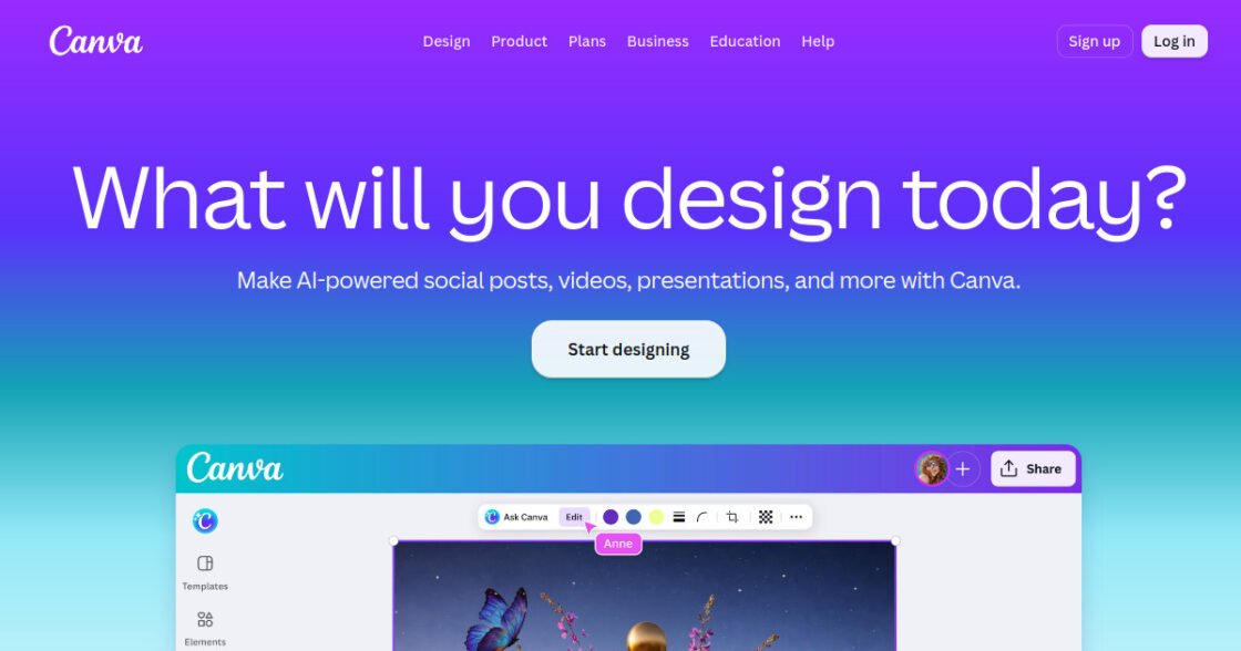 Canva official website screenshot