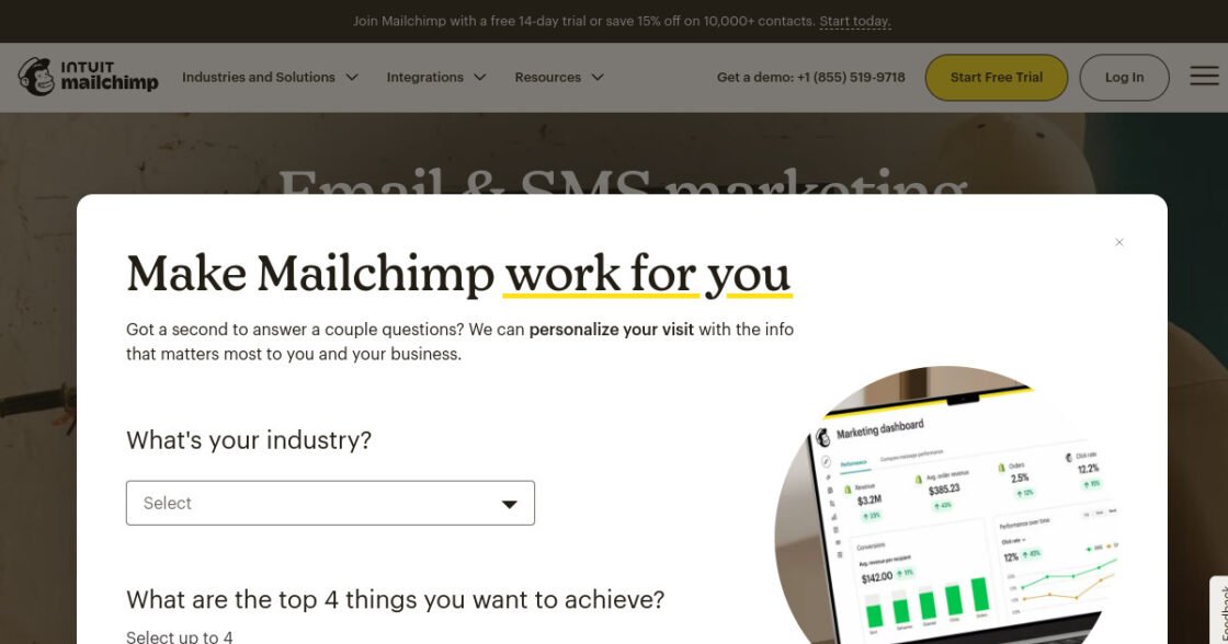 Mailchimp official website screenshot