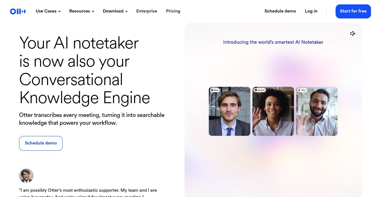 Otter.ai official website screenshot