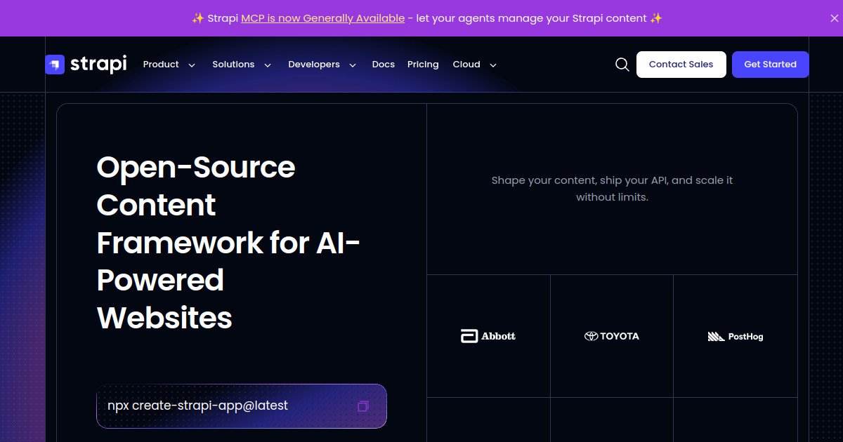 Strapi official website screenshot
