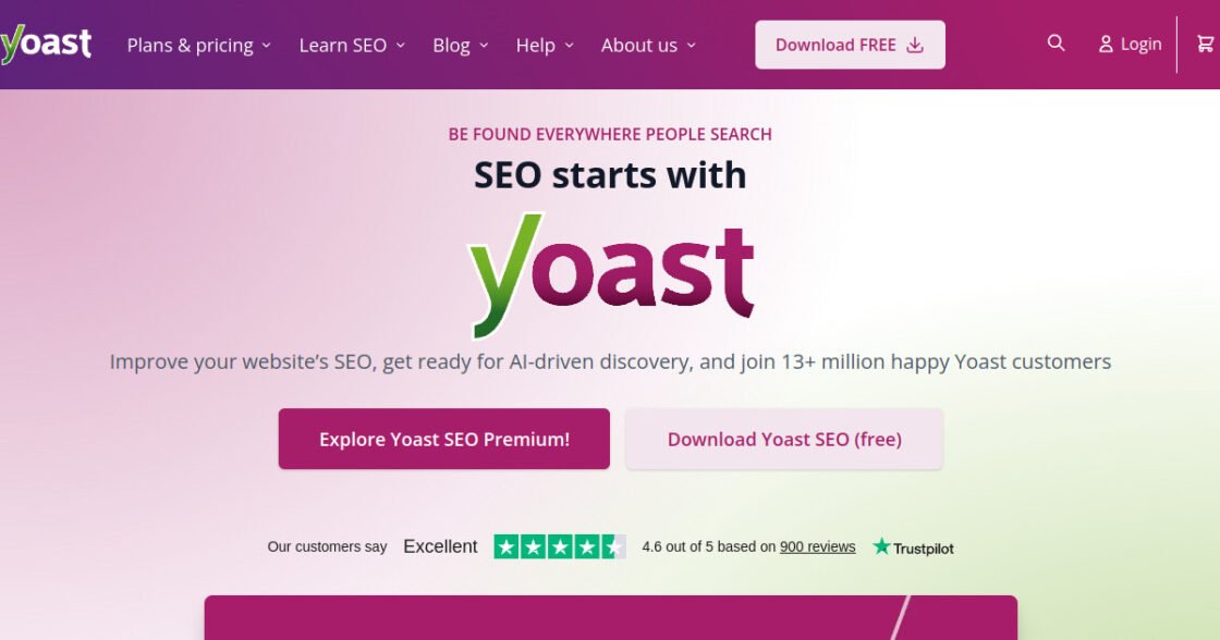 Yoast SEO official website screenshot