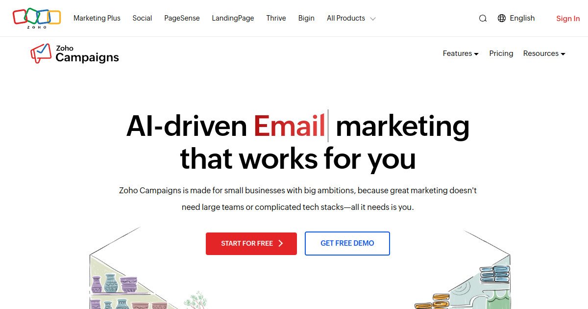 Zoho Campaigns official website screenshot
